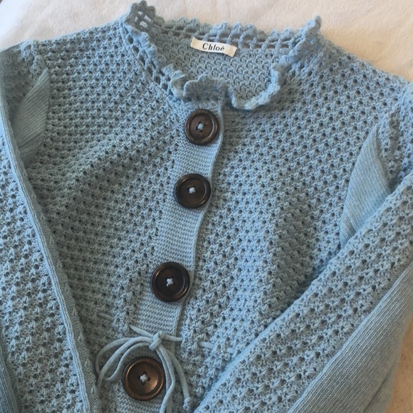 SOLD- CHLOE Vintage Knit Crochet Cardigan - Picture 6 of 6